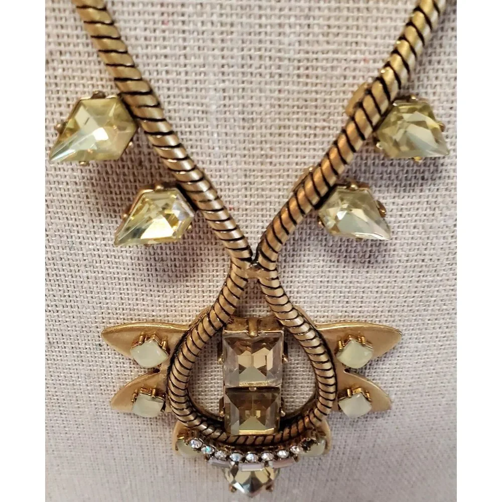Stella & Dot Soliel Necklace Jewelry Gold Tone Crystal Rhinestones Neutral *note - Picture 2 of 10